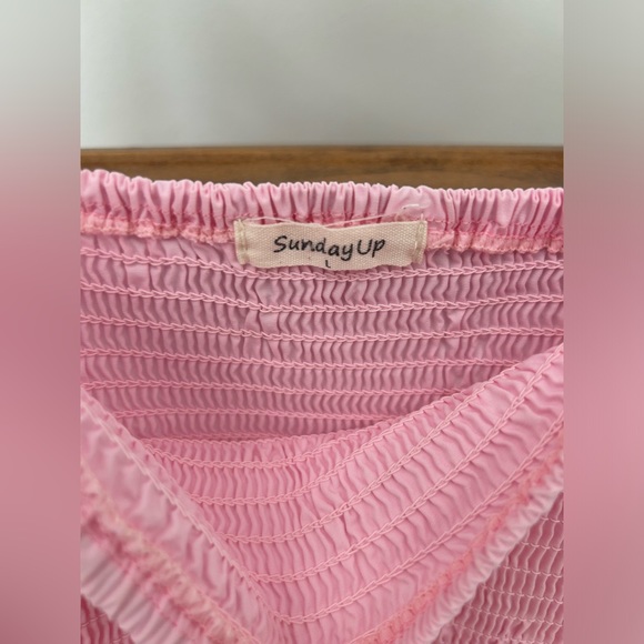 Sunday Up Boutique Light Pink Smocked Maxi Dress Size Large - Picture 3 of 4